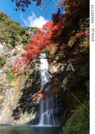 箕面大滝の紅葉 96660534
