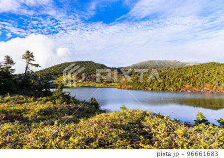 【福島県･磐梯吾妻スカイライン】秋の鎌沼自然探勝路をトレッキング 10月 96661683