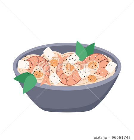 Udon noodles with shrimp tofu and sesame seeds 96661742