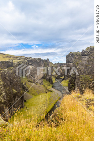 Fjadrargljufur is a beautiful, dramatic canyon in South Iceland and popular tourist destination 96661785
