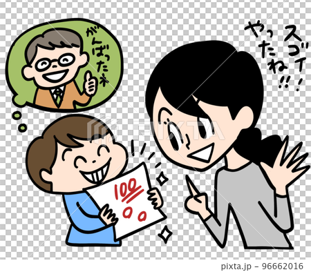 学校の先生が褒めてくれたことを伝える小学生 96662016