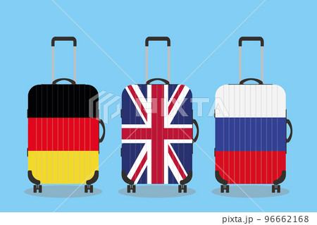 Set of modern suitcases with european flags cover Set of modern suitcases with european flags cover 96662168