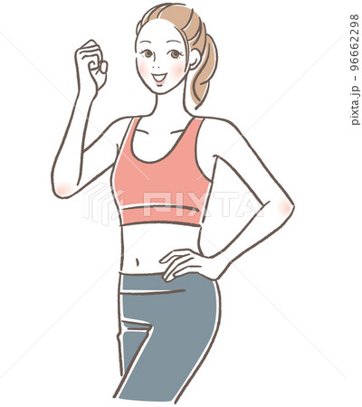 ガッツポーズをする女性 96662298