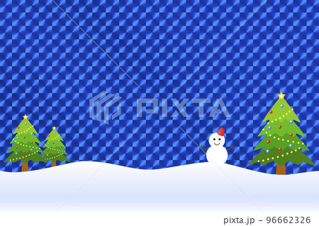 クリスマスイメージ。雪だるまとクリスマスツリー。 96662326