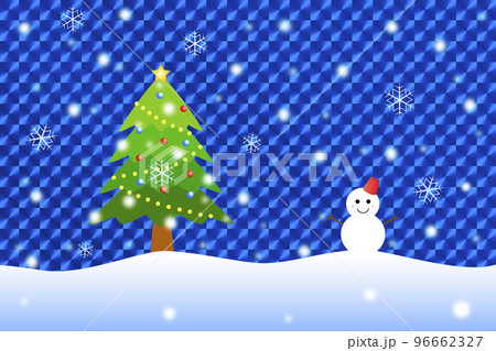 クリスマスイメージ。雪だるまとクリスマスツリー。 96662327