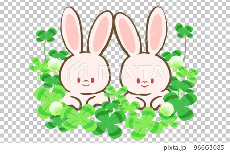 四つ葉のクローバーとうさぎイラストのイラスト素材 [96663085 四つ葉のクローバーとうさぎイラストのイラスト素材 [96663085