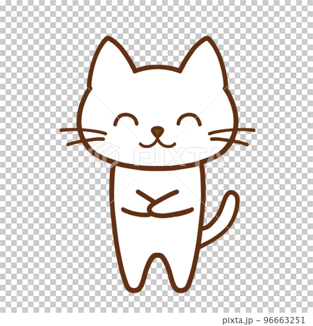 笑顔で両手を重ねるかわいい白猫 笑顔で両手を重ねるかわいい白猫 96663251