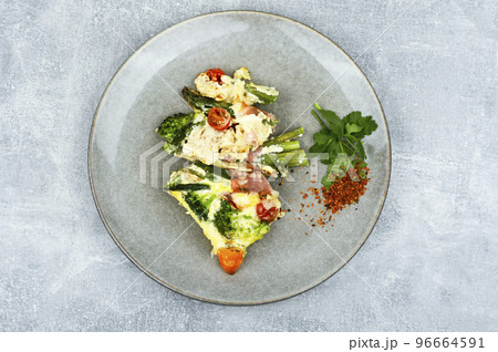 Asparagus casserole with bacon, keto diet 96664591