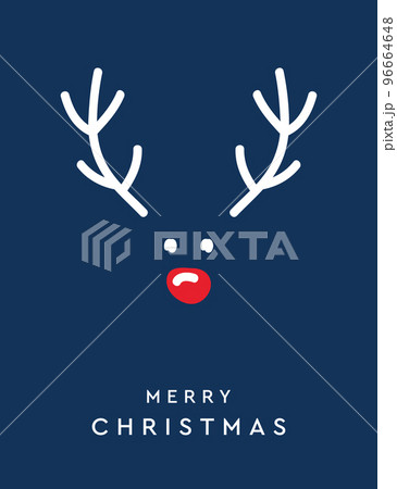 reindeer with red nose christmas greeting card on white background reindeer with red nose christmas greeting card on white background 96664648