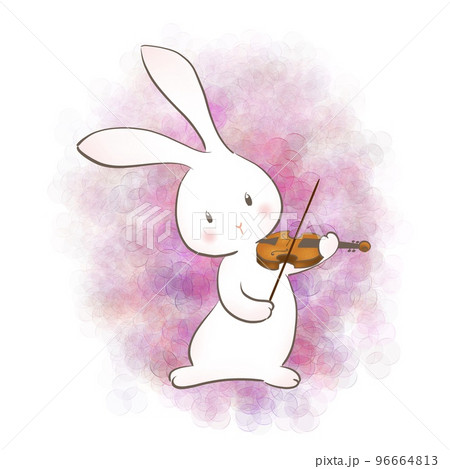 ウサギが楽しそうにバイオリンを弾いているイラスト ウサギが楽しそうにバイオリンを弾いているイラスト 96664813