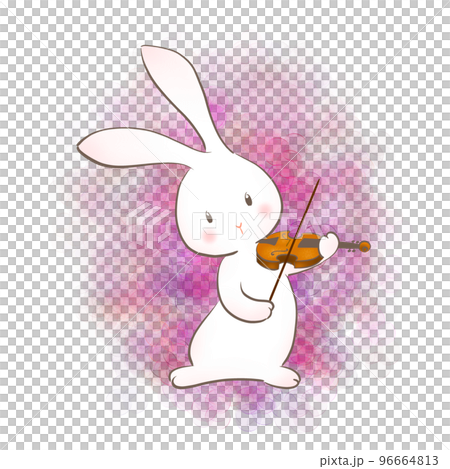 ウサギが楽しそうにバイオリンを弾いているイラスト ウサギが楽しそうにバイオリンを弾いているイラスト 96664813