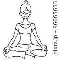 瞑想　女性（線画） 96665653
