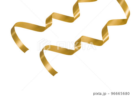 Gold color riboon bow for decoration christmas, new year, anniversary or birthday white background. 96665680