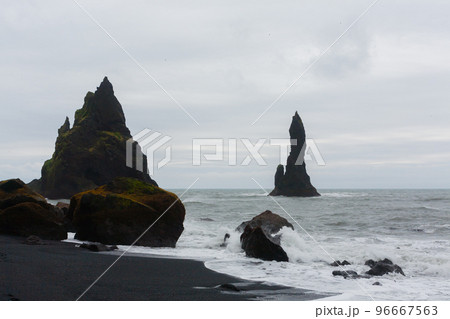 Reynisfjara lava beach view, south Iceland landscape 96667563