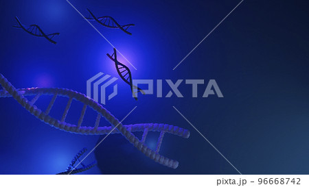 Many DNA chains on blue background. 3d renderingのイラスト素材 [96668742] - PIXTA