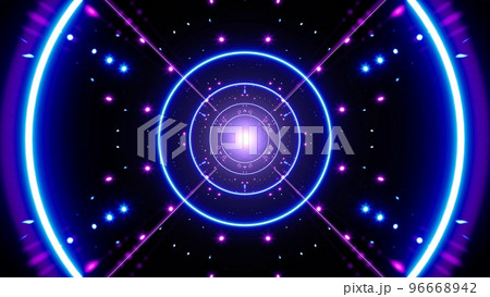 Hypnotic Glittering Neon Circle Light VJ Background 96668942
