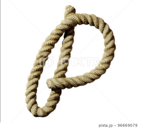 old natural fiber rope bent in the form of letter P 96669079