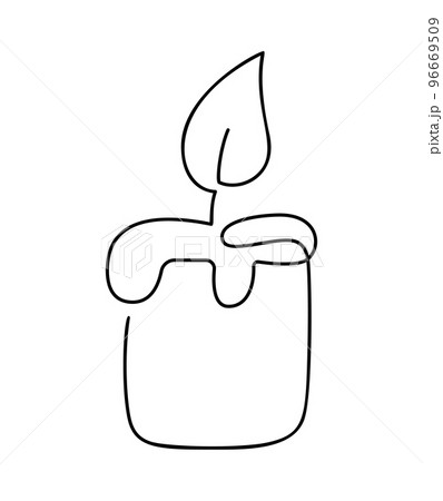 Hand drawn one line vector burning candle logo icon. Continuous Christmas advent outline illustration for greeting card, web design isolated holiday invitation 96669509