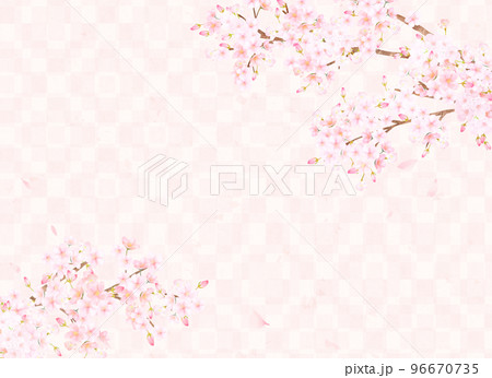 美しい桜ーピンク色ー市松模様ー和紙の壁紙ー豪華絢爛背景素材フレーム 96670735