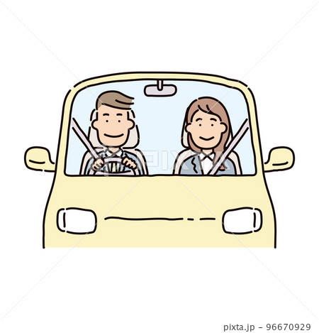 ビジネス_人物_男性_スーツ_車を運転する_助手席に女性 ビジネス_人物_男性_スーツ_車を運転する_助手席に女性 96670929