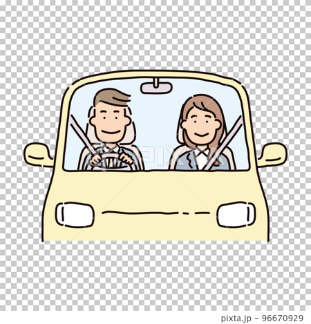 ビジネス_人物_男性_スーツ_車を運転する_助手席に女性 ビジネス_人物_男性_スーツ_車を運転する_助手席に女性 96670929