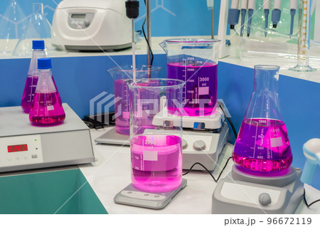 Laboratory equipment - magnetic mixers with moving stir bar for mixing liquid 96672119