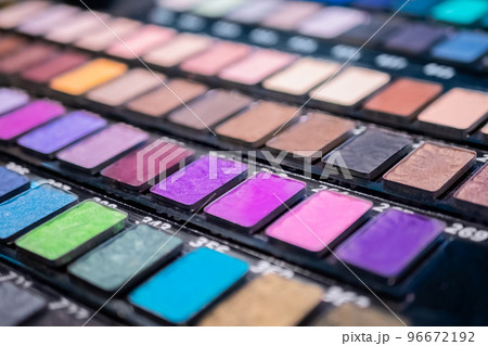 Vibrant professional eyeshadow for make up in row - close up 96672192