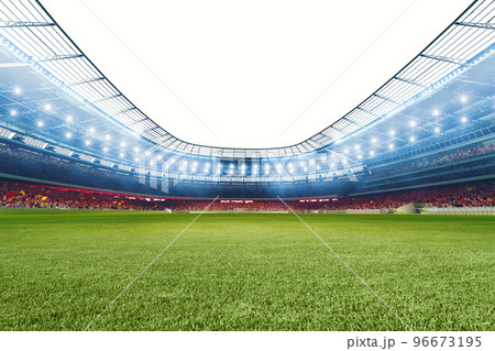 Modern football stadium ready to soccer match 96673195