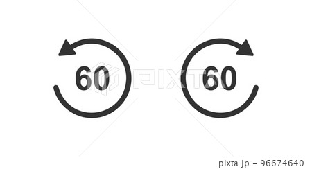 30 seconds rewind and fast forward icons with circle arrows. Round repeat and next buttons isolated on white background. Audio or video player playback elements 96674640