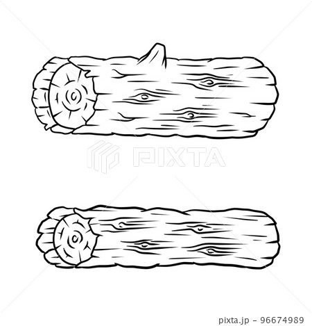 Handdrawn Vector Drawing In Black Outline Birch Logs Firewood Wood Cut  Structural Board Surface Ink Sketch Stock Illustration - Download Image Now  - iStock