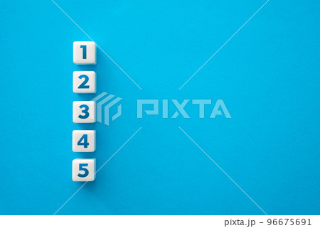 To do list of numbers on blue background. Follow instructions. According the plan. Step by step progress. Organization and systematization. Business planning. Problem solving. Roadmap agreement 96675691