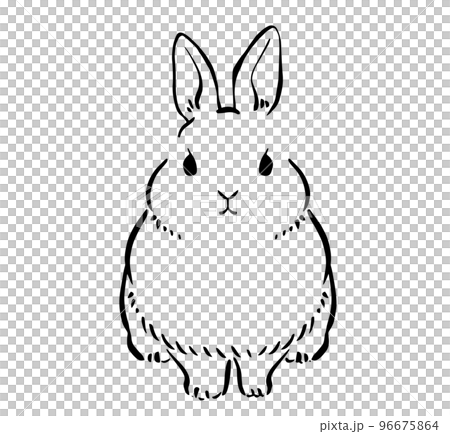 具有水墨畫觸感的兔子插畫 96675864