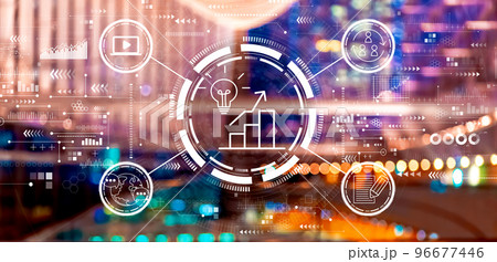 Content marketing concept with big city at night Content marketing concept with big city at night 96677446