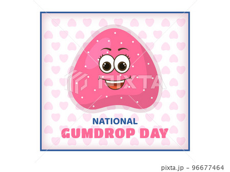 National Gumdrop Day on February 15 with Holiday of Delicious Sweets for Children in Flat Cartoon Background Hand Drawn Templates Illustration 96677464