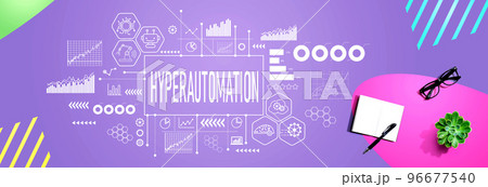 Hyperautomation theme with notebook and pen Hyperautomation theme with notebook and pen 96677540