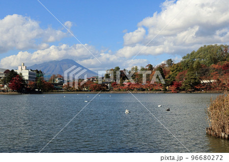 秋の高松の池と岩手山 96680272