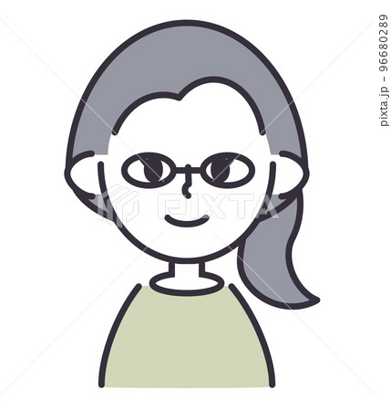 女性　ポニーテール　メガネ 96680289