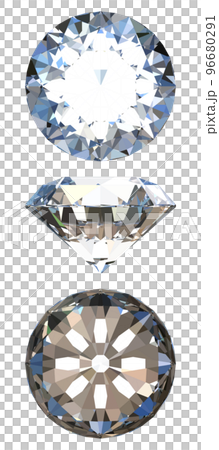 Realistic brilliant cut diamond viewed from 3 directions vector illustration Realistic brilliant cut diamond viewed from 3 directions vector illustration 96680291
