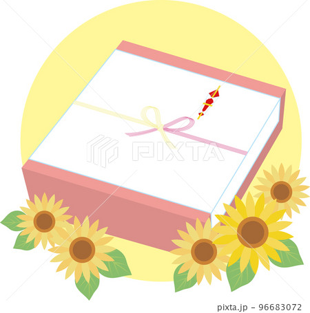 のしが付いた贈り物の箱_夏の贈り物_赤色の箱_お中元 96683072
