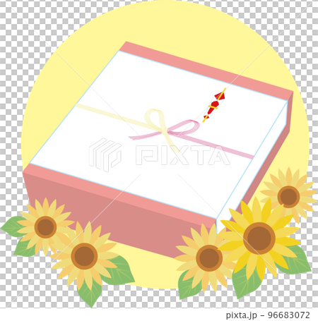 のしが付いた贈り物の箱_夏の贈り物_赤色の箱_お中元 96683072