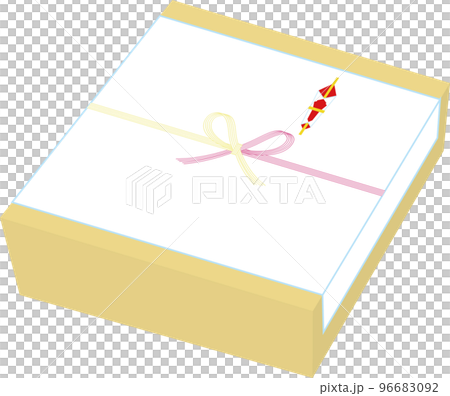 のしが付いた贈り物の箱_段ボール色の箱 96683092