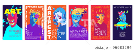 Art exhibition flyers with contemporary portraits Art exhibition flyers with contemporary portraits 96683294