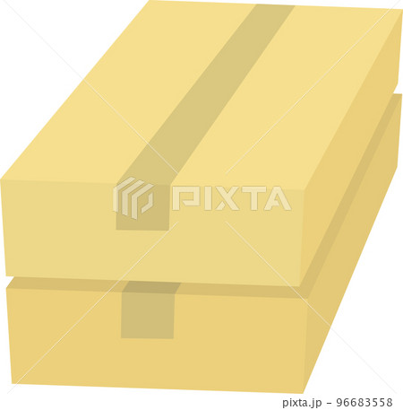 荷物_重なった段ボールの箱_平たい箱_縦長_二段重ね 96683558