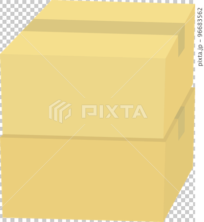 荷物_重なった段ボールの箱_横長_二段重ね 96683562
