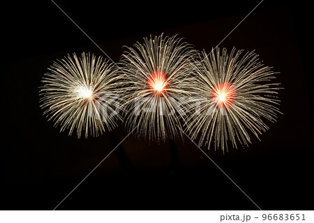Isolated on black sky background. Isolated firework ready to use for decoration in any photograph ,poster, backdrop to celebrate the festival, Christmas,  New year and any events. 96683651