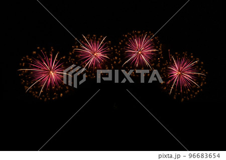 Isolated on black sky background. Isolated firework ready to use for decoration in any photograph ,poster, backdrop to celebrate the festival, Christmas,  New year and any events. 96683654