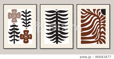 Matisse Floral art style set. Boho Decor. Vector illustration. Matisse Floral art style set. Boho Decor. Vector illustration. 96683877