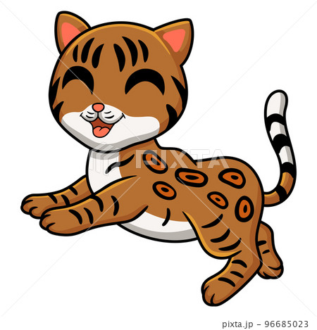 Cute bengal cat cartoon walkingのイラスト素材 [96685023] - PIXTA