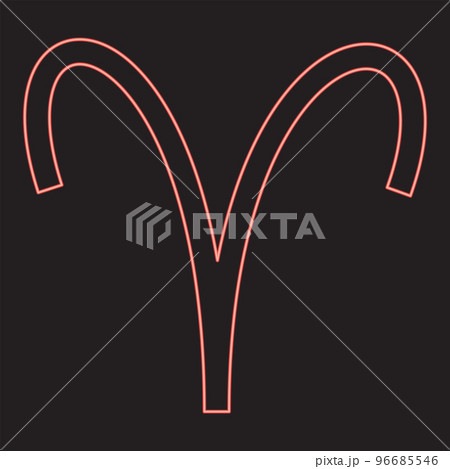 Neon aries symbol red color vector illustration image flat style Neon aries symbol red color vector illustration image flat style 96685546