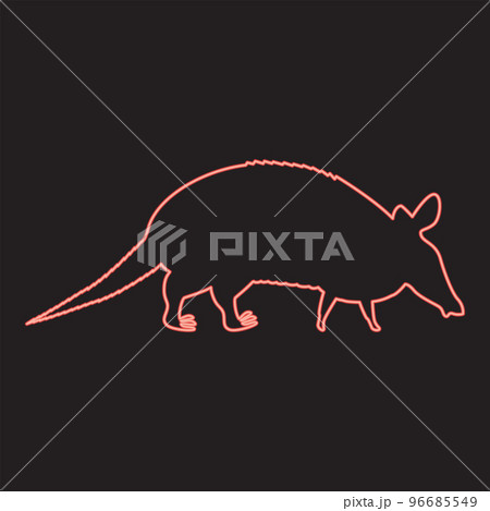 Neon armadillo red color vector illustration image flat style 96685549